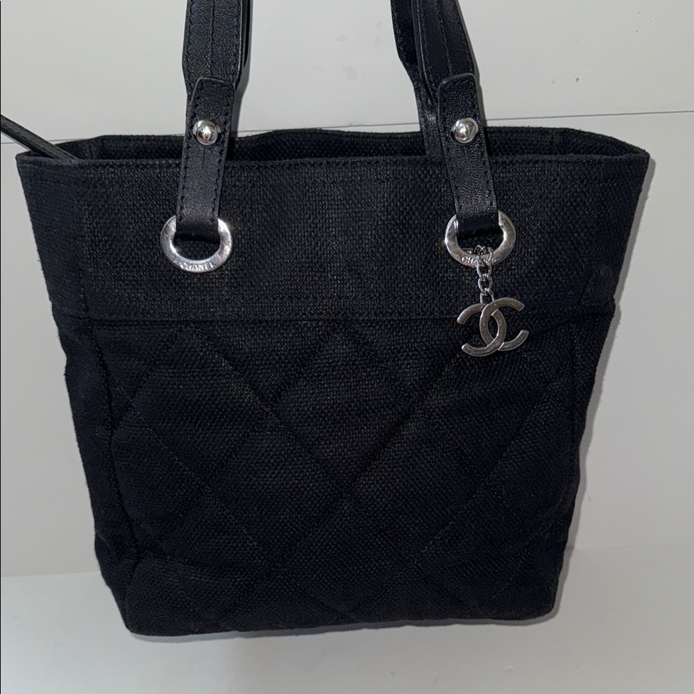 Chanel Black Quilted Canvas Tote Bag - Picture 2 of 13